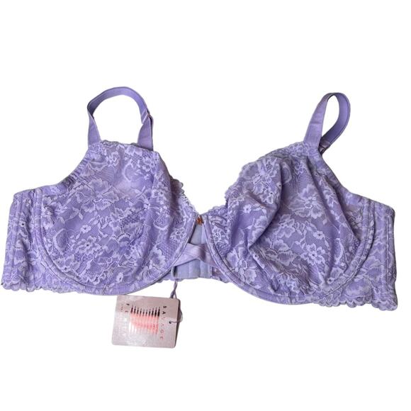 Savage X Fenty Lavender Floral Lace Unlined Bra Size 46 DDD - Picture 4 of 12